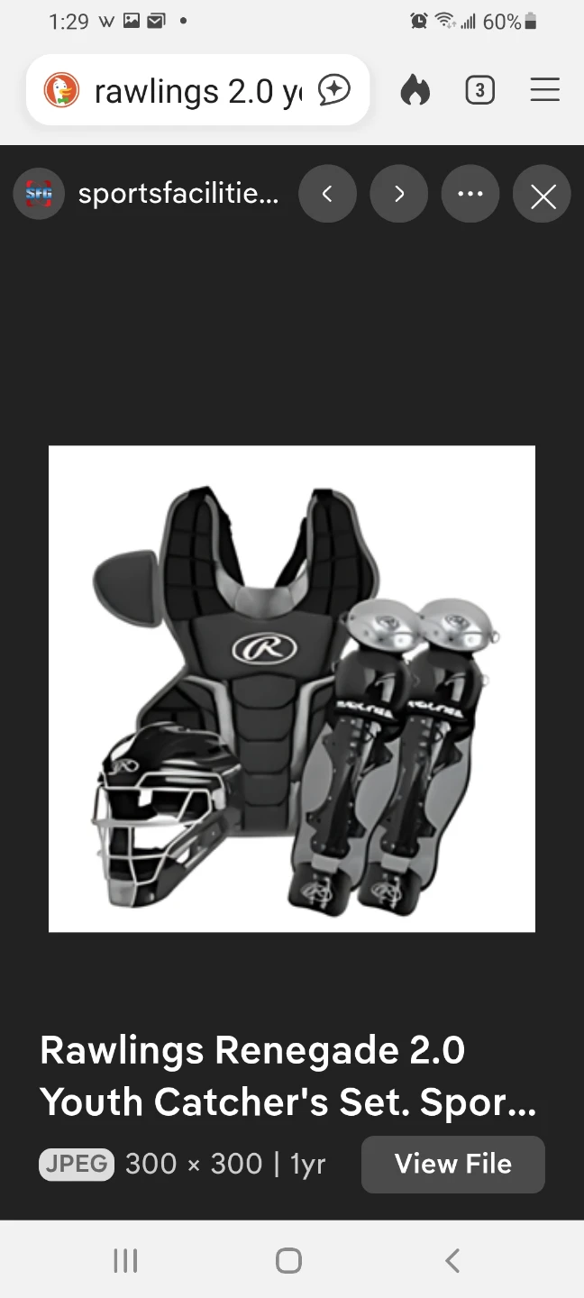 NEW Rawlings Renegade 2.0 Youth Catcher's Gear Set