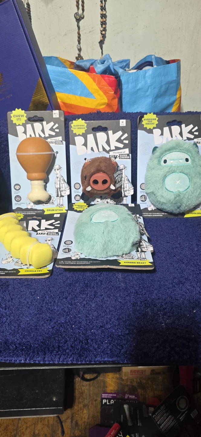 Bark Super Chewer Dog Toys - Drum Stick, Boar, Crinkle Fry