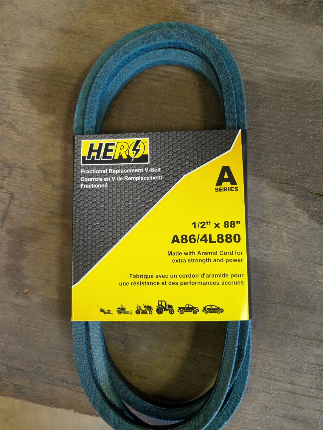 HERO Fractional Replacement V-Belt 1/2" x 88" A86/4L880