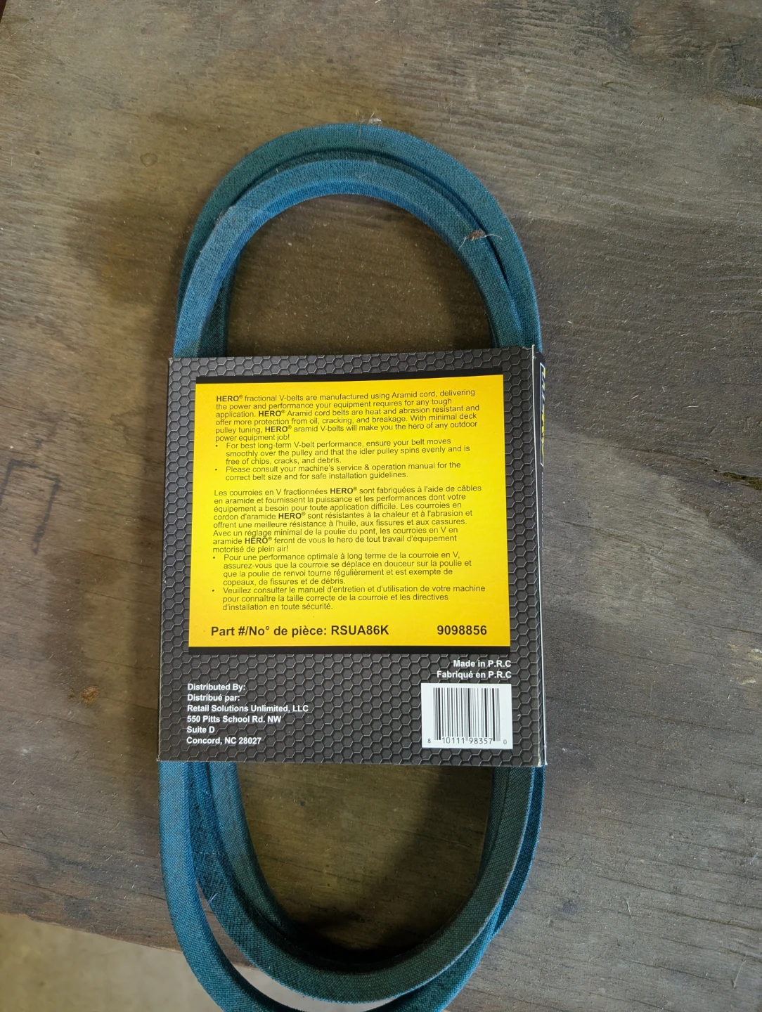 HERO Fractional Replacement V-Belt 1/2" x 88" A86/4L880 - photo 2