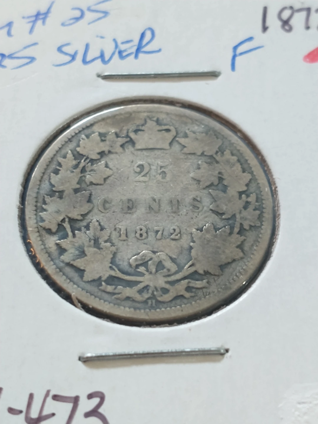 1872 Canada quarter .925 silver KM #25 Victoria - photo 2