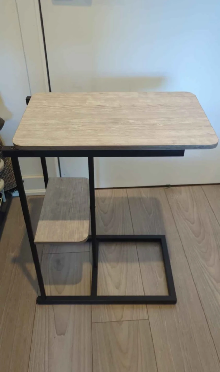 C-Shaped Side Table with Shelf