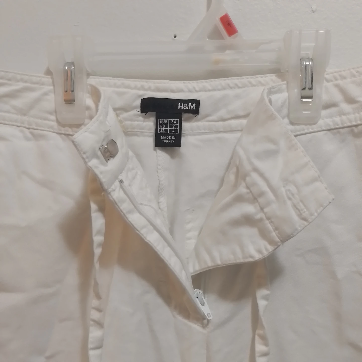 H&M White Wide Leg Linen Blend Pants Size 4