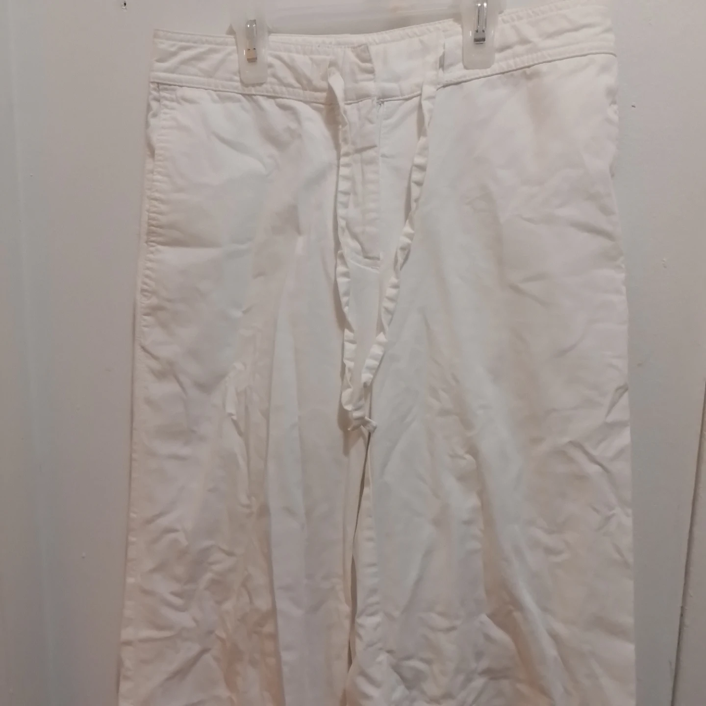 H&M White Wide Leg Linen Blend Pants Size 4 - photo 2