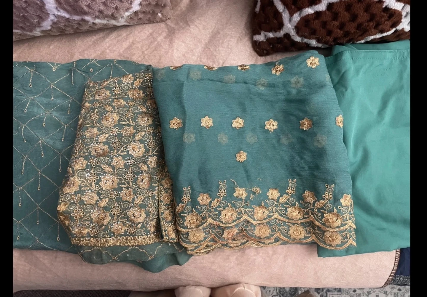 Embroidered Grey and Teal Indian Outfit - photo 5