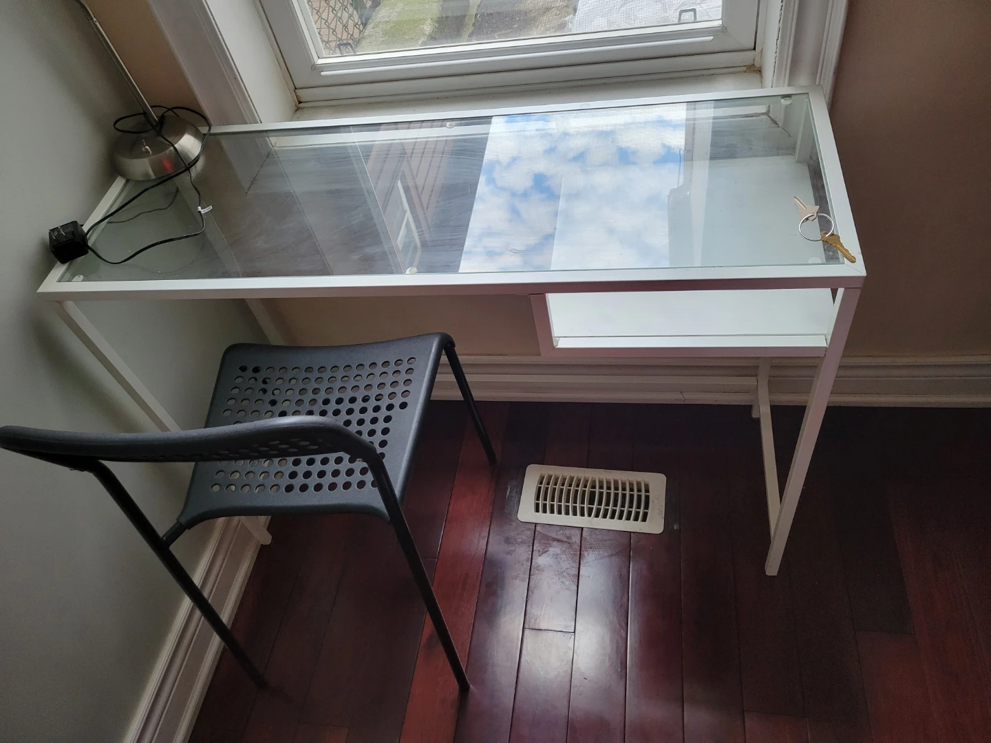 Glass Top Desk with White Frame - photo 2