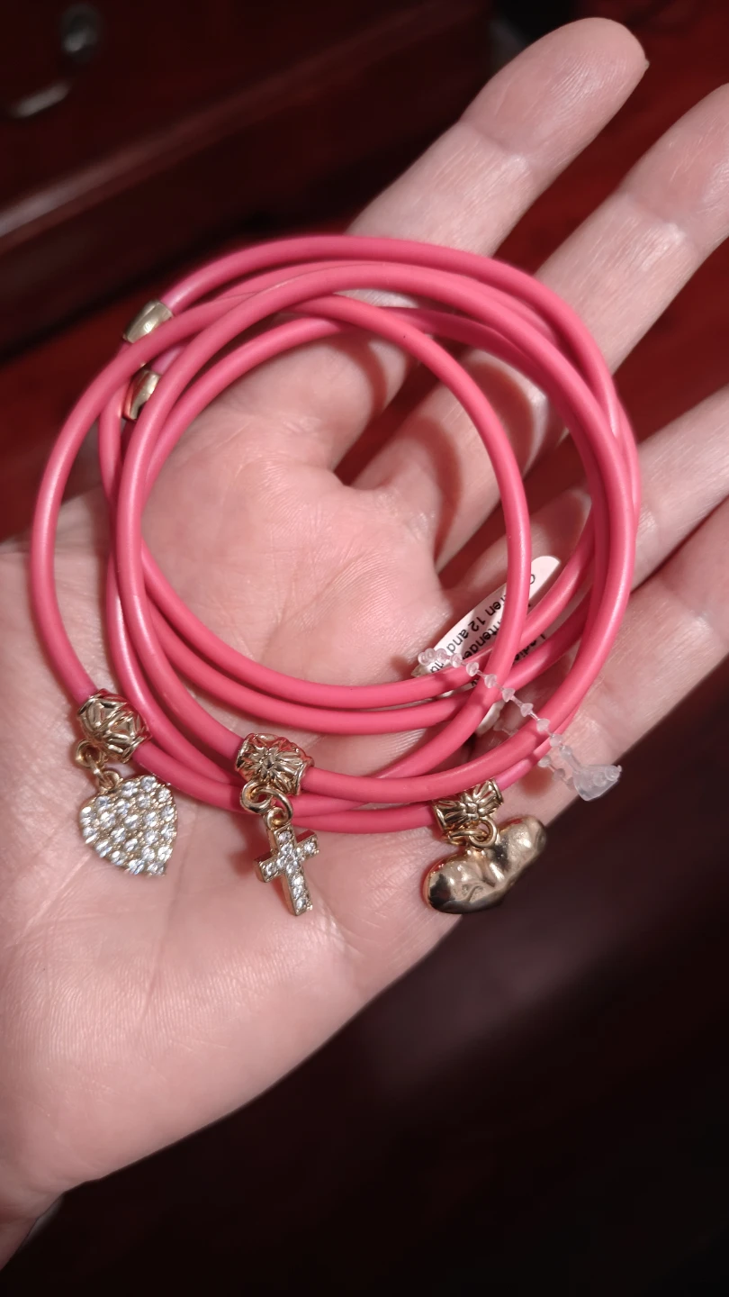 Pink Charm Bracelet with Heart and Cross - photo 2