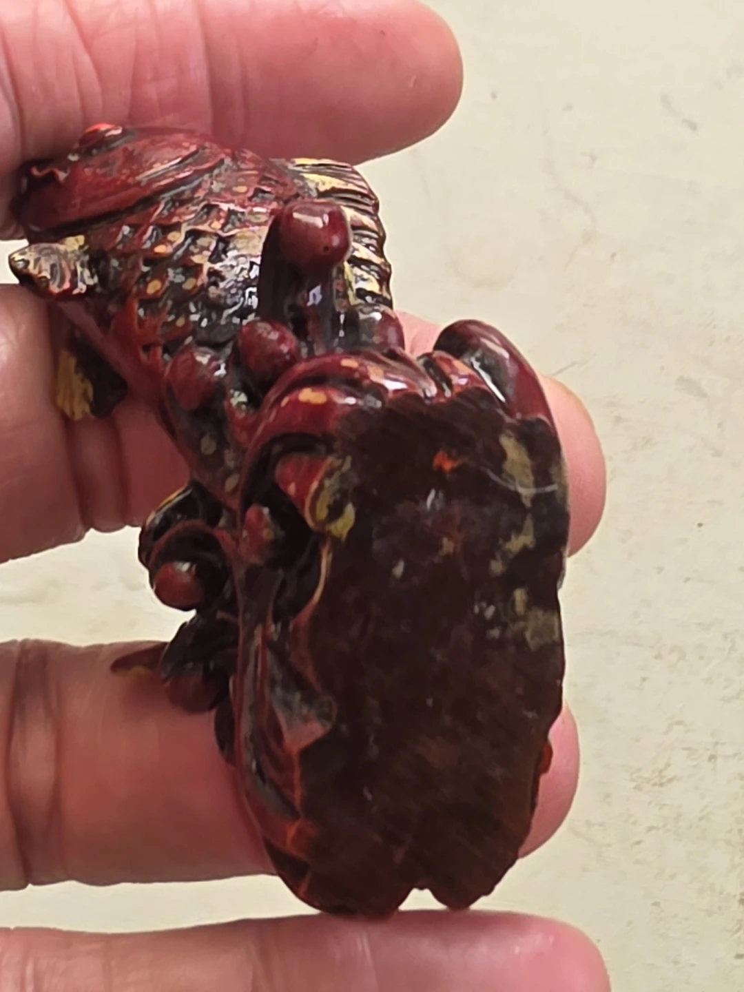 Carved vintage koi  Red Fish Figurine - photo 4