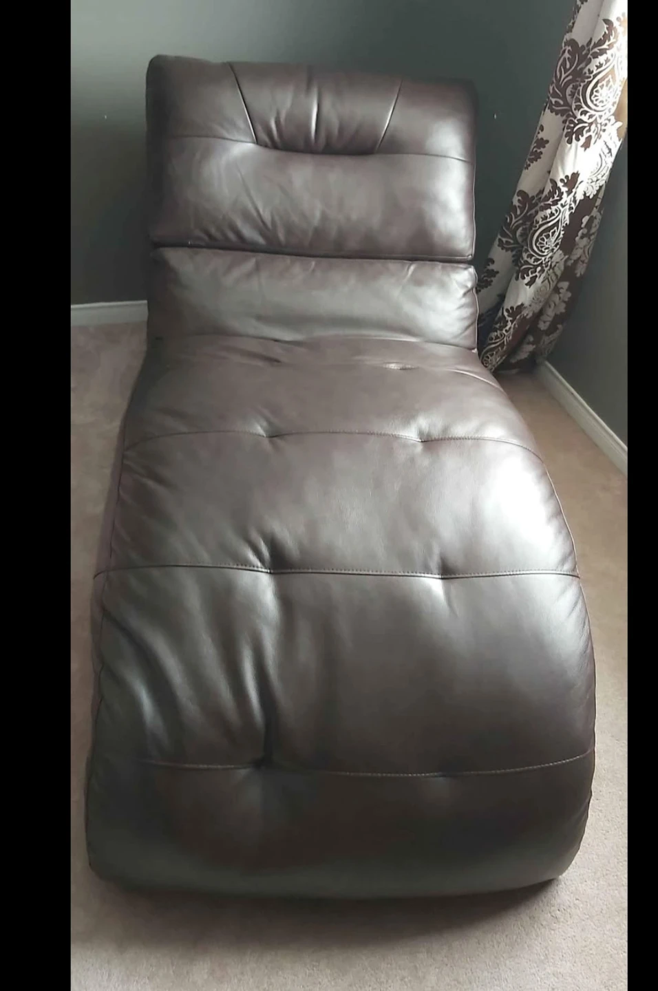 Brown Faux Leather Chaise Lounge