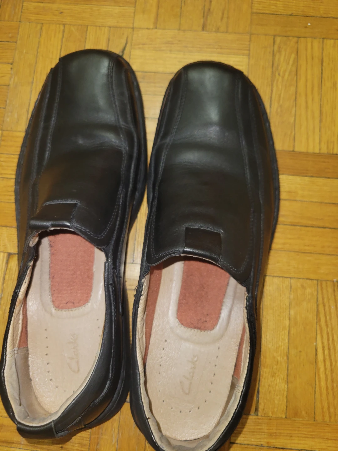 Clarks Men's Black Leather Slip-On Shoes