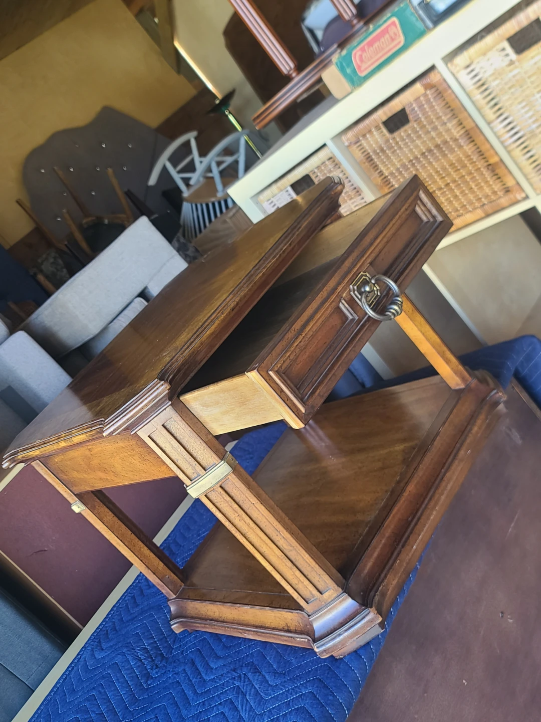 Vintage Wood End Table with Drawer - photo 2