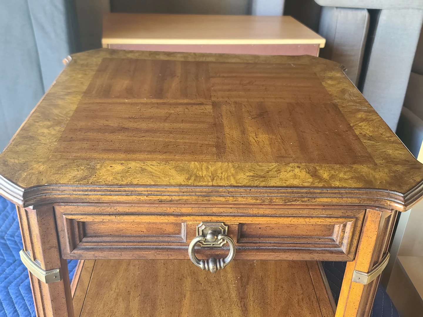 Vintage Wood End Table with Drawer - photo 3