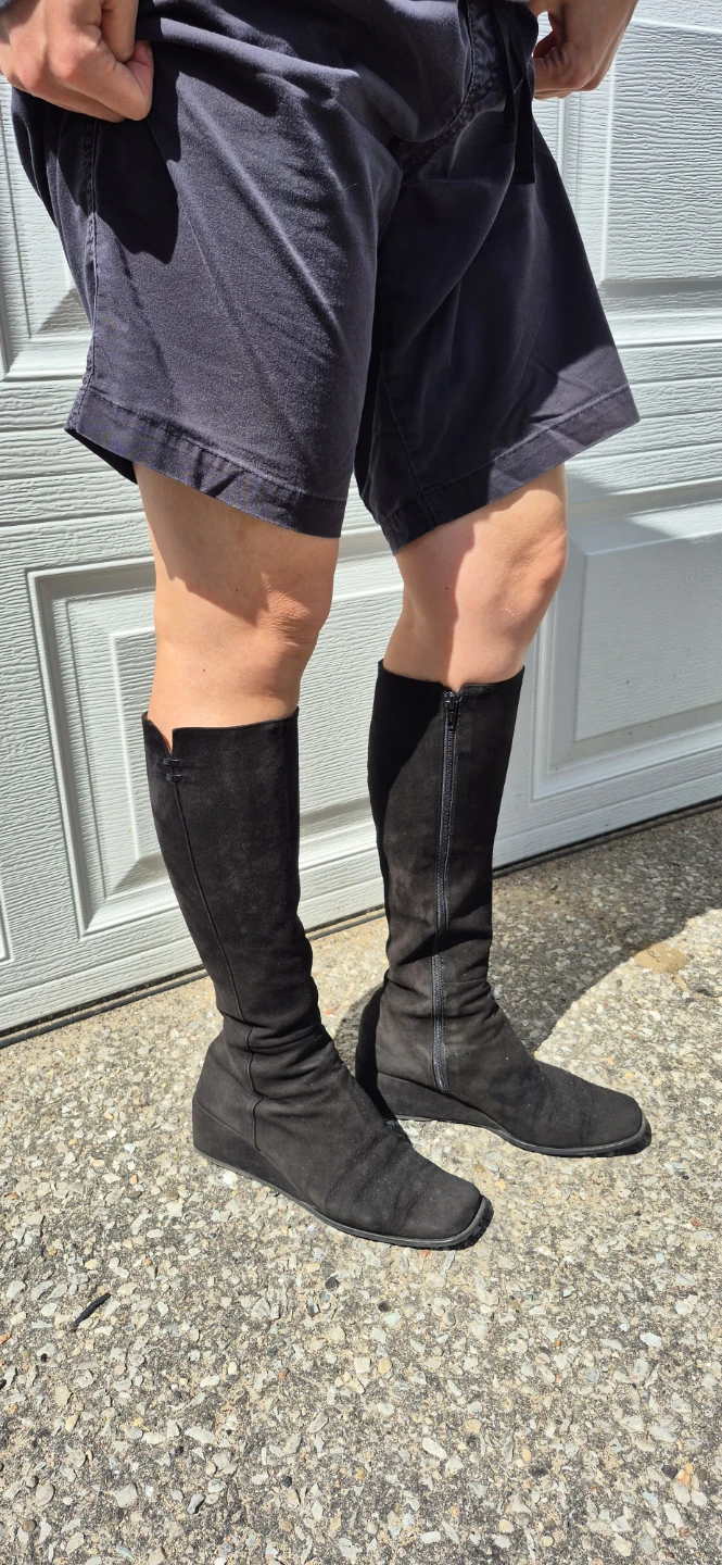 Black Suede Knee-High Boots - photo 3