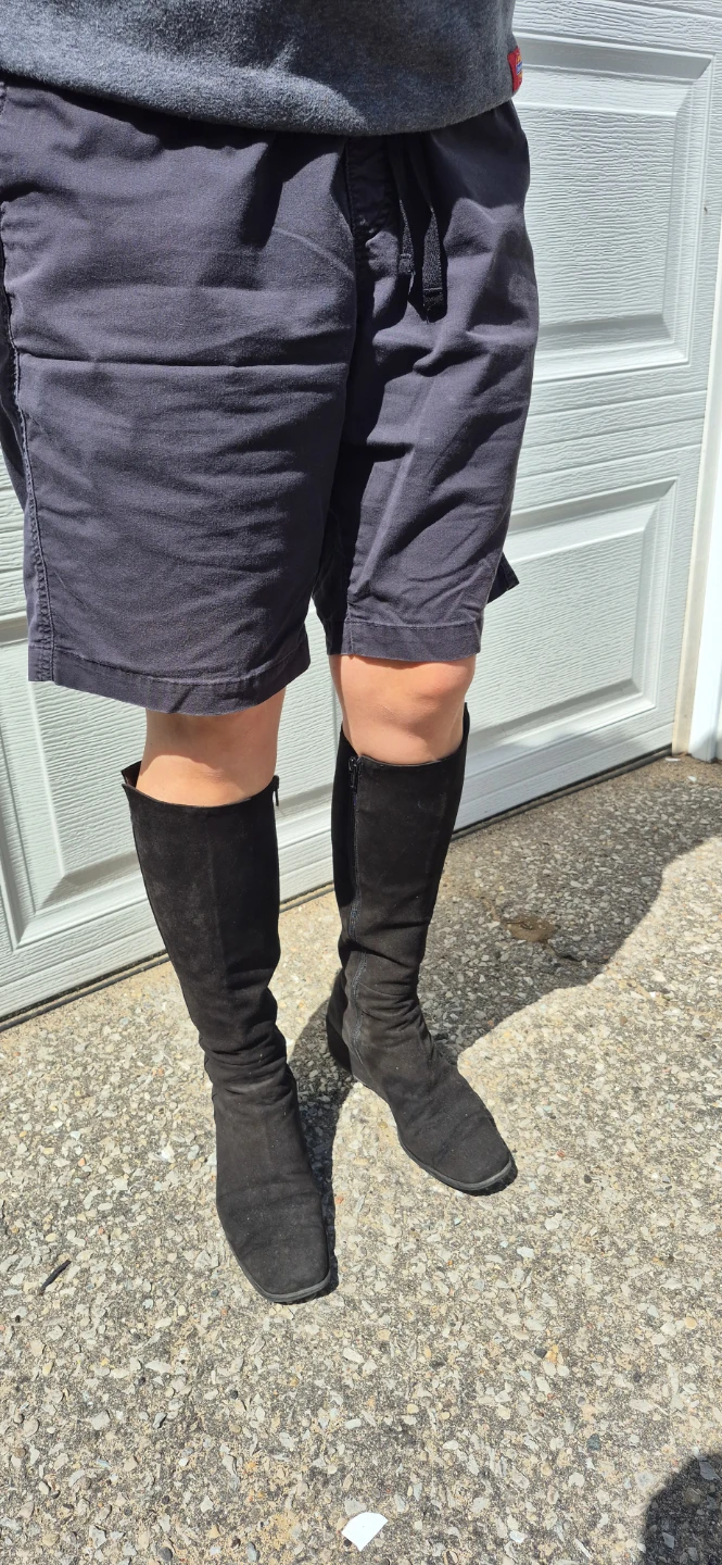 Black Suede Knee-High Boots - photo 4