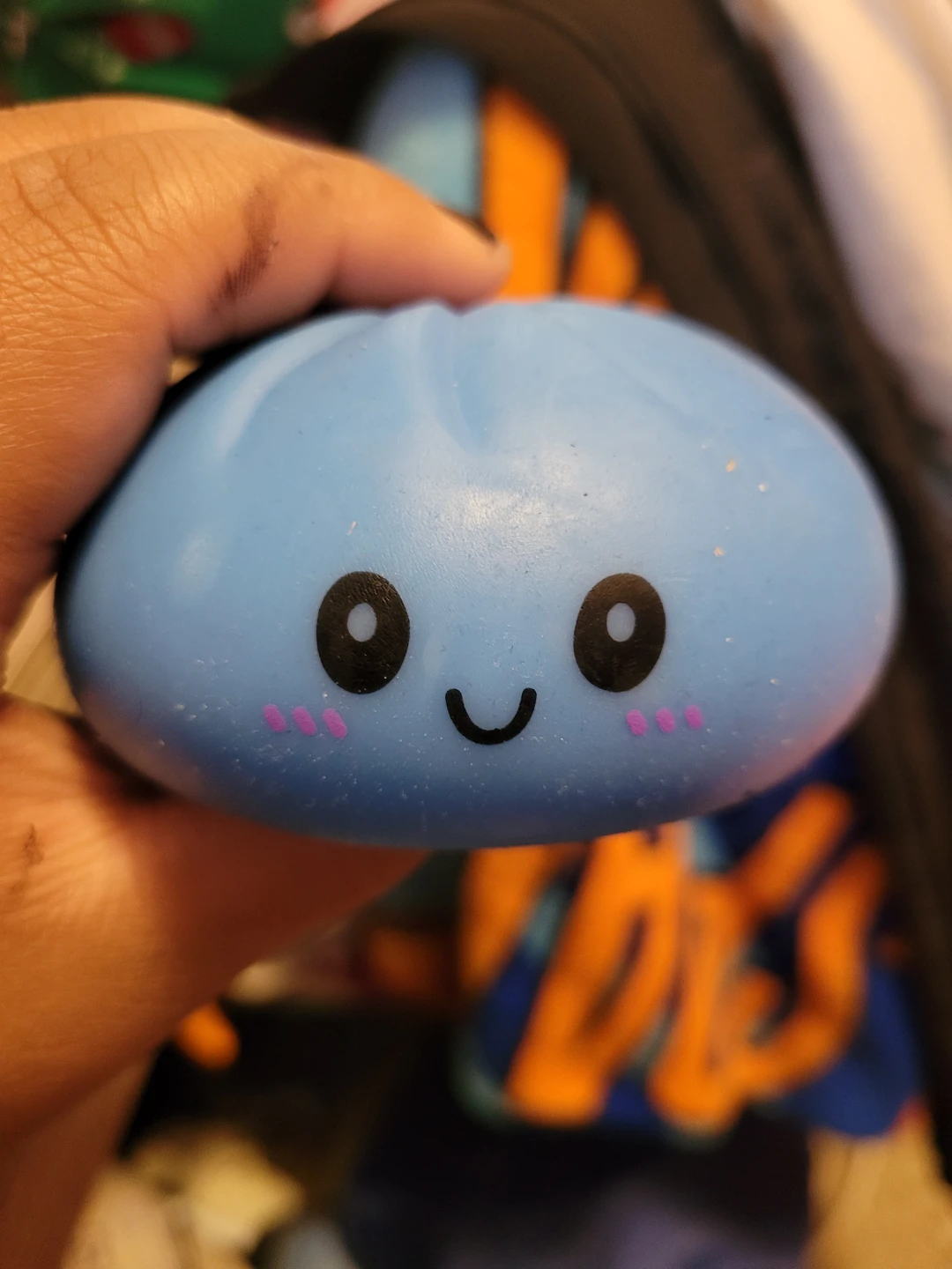 Blue Squishy Toy with Face
