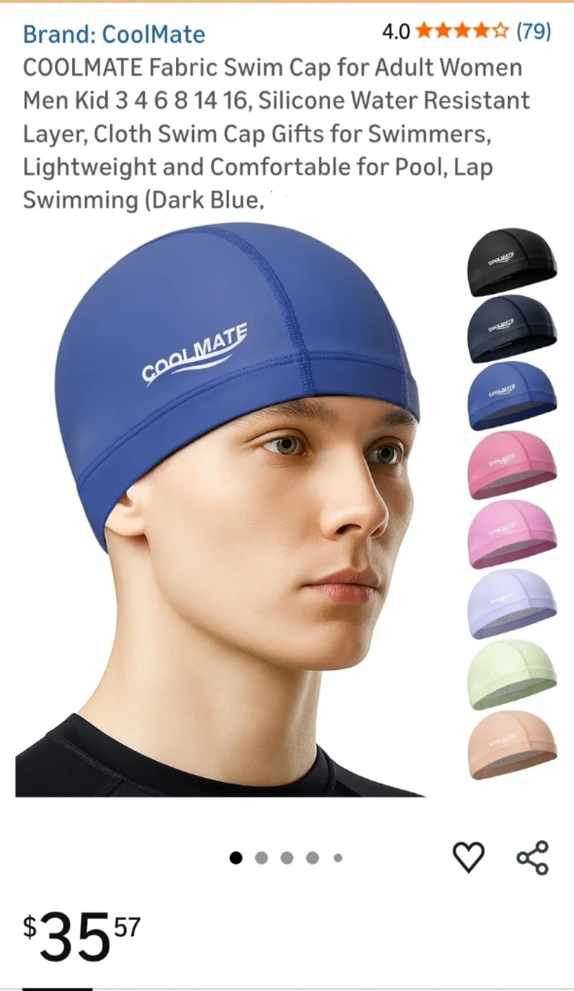 BNIB CoolMate Fabric Swim Cap - XS