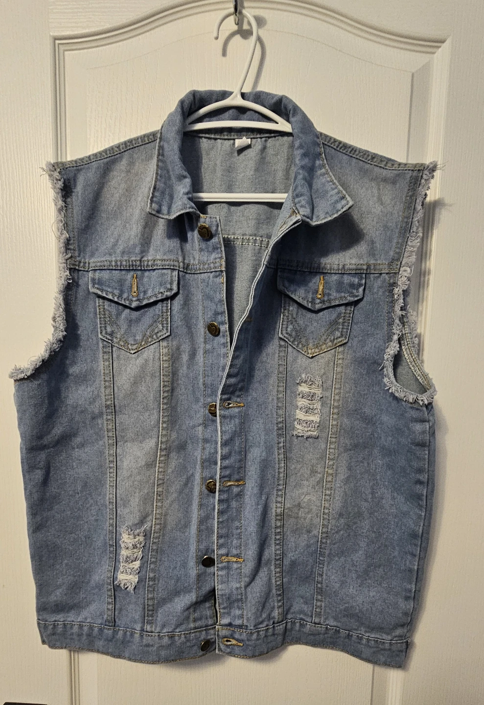 Men's Distressed Denim Vest