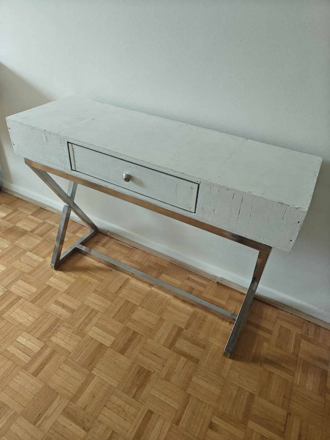 White and Chrome Console table