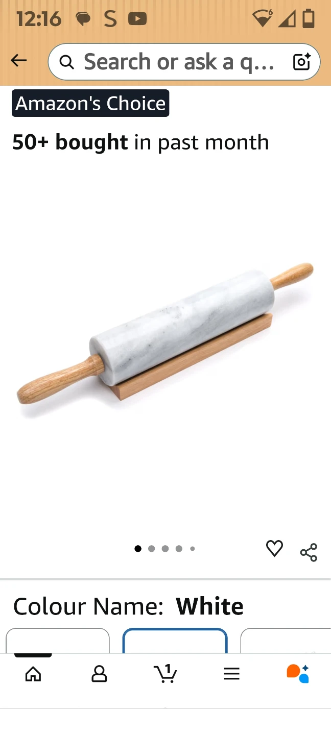 Marble Rolling Pin with Wooden Handles