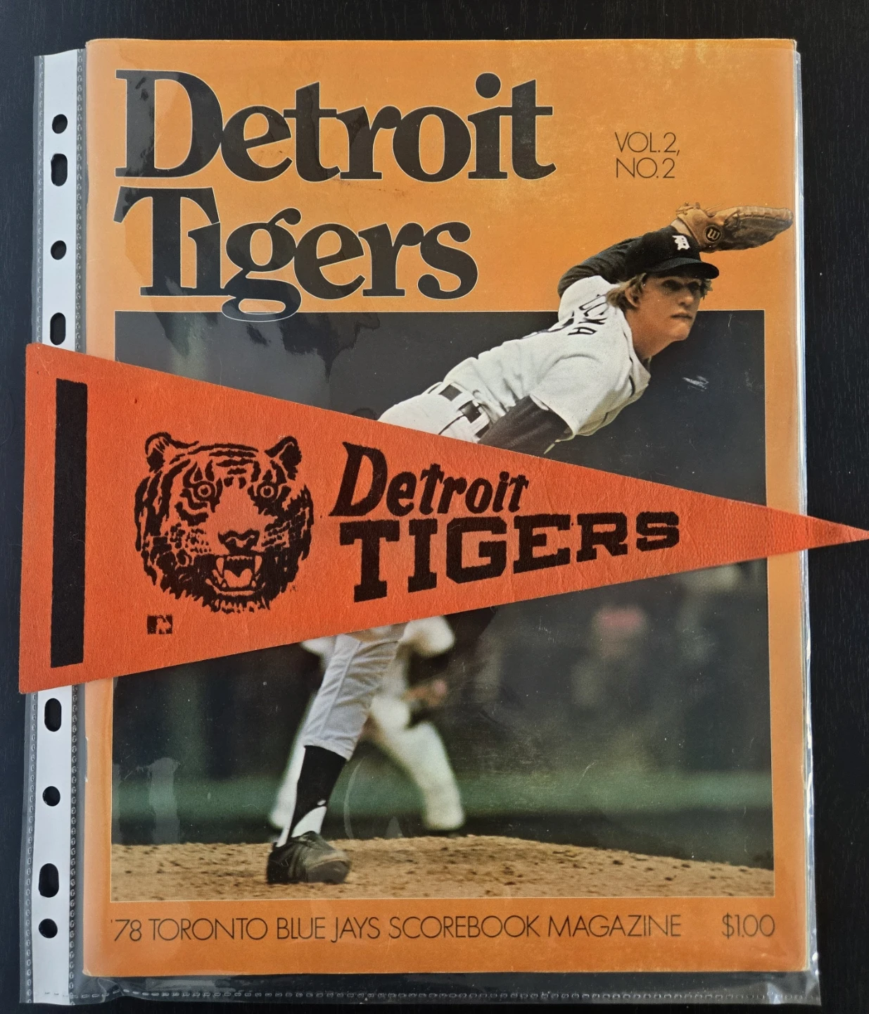 Vintage 70's Jays/Tigers Scorebook+60/70's Mini Pennant