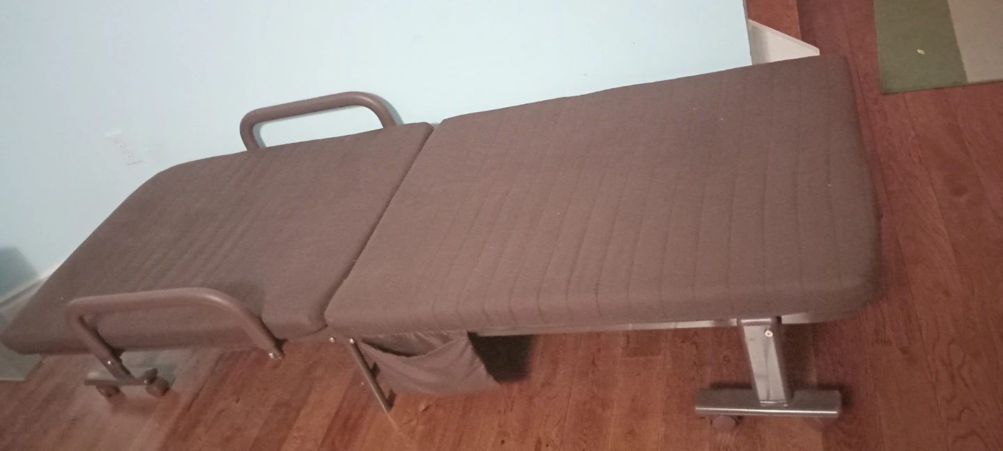 Portable Brown Folding Bed/ Chair with Wheels - photo 3