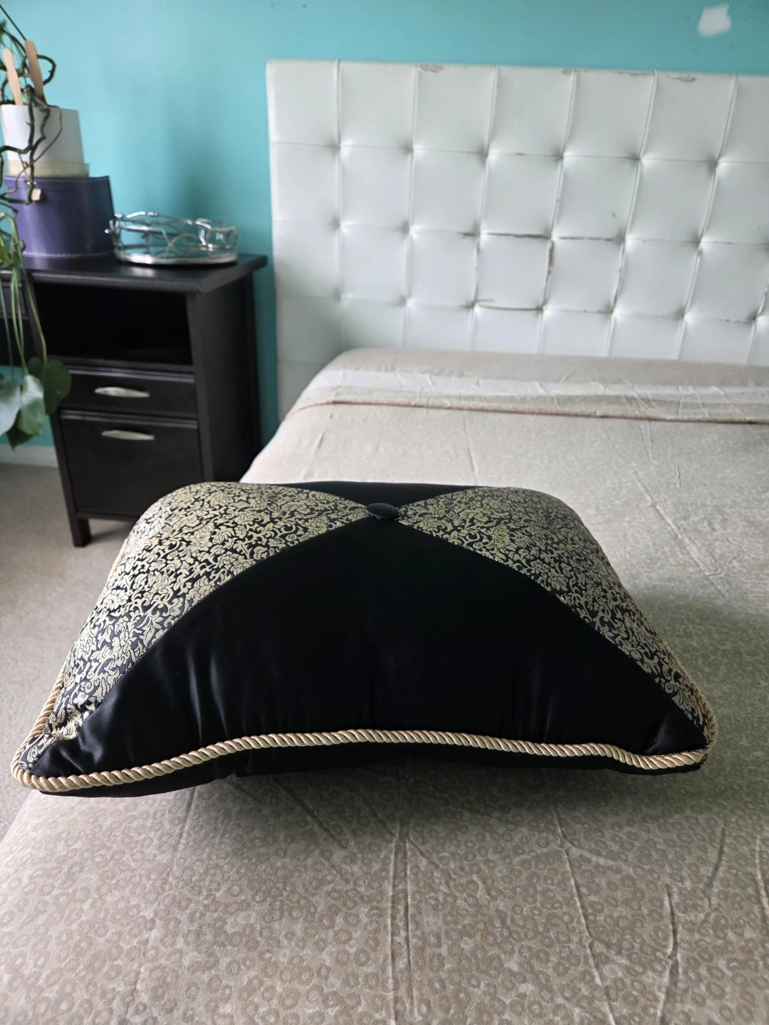 Decorative Throw Pillow - Black & Gold Damask - photo 2