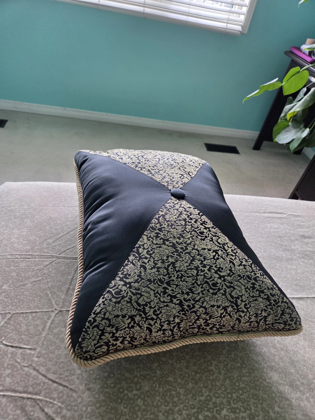 Decorative Throw Pillow - Black & Gold Damask - photo 3