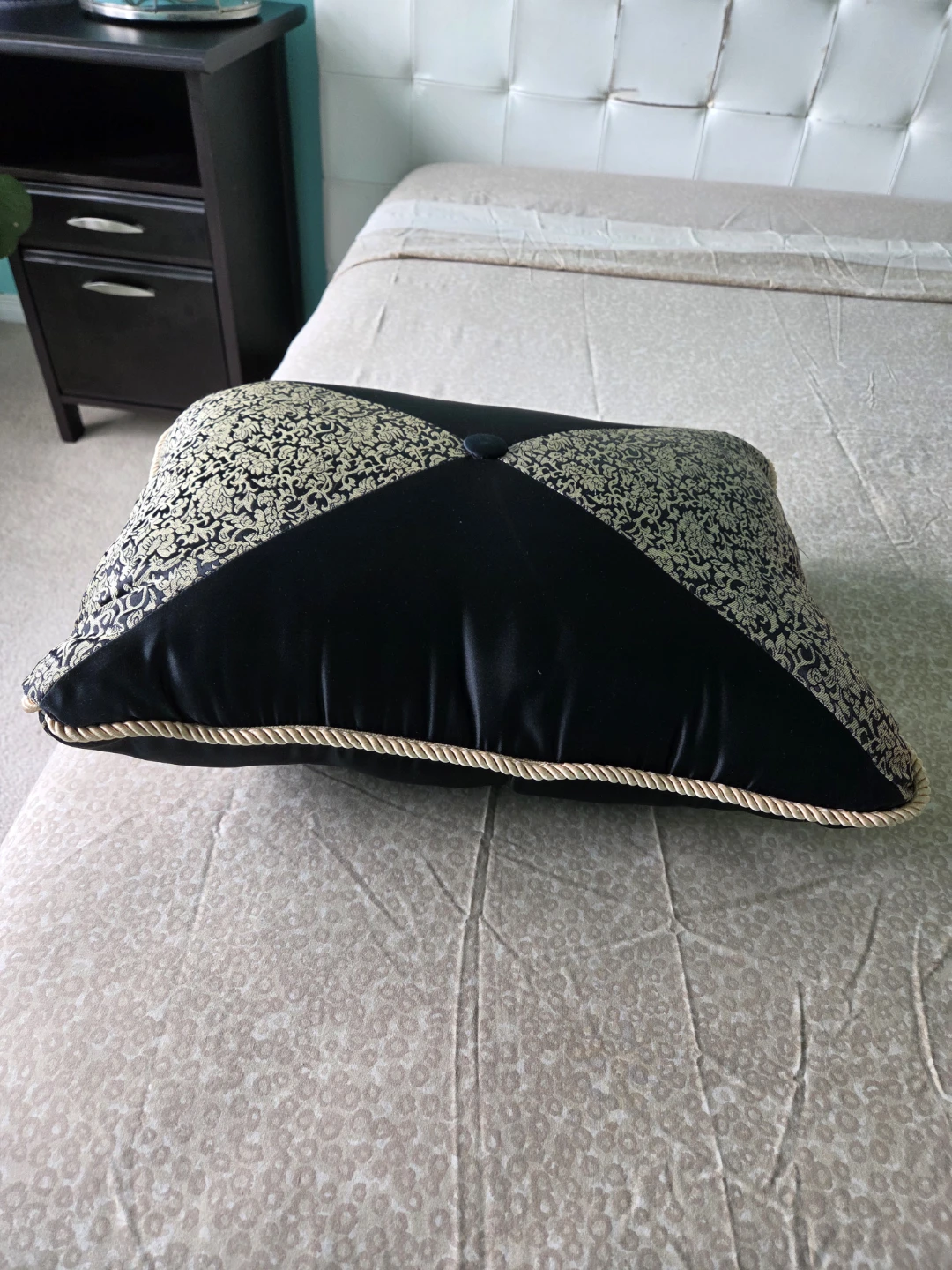 Decorative Throw Pillow - Black & Gold Damask - photo 4