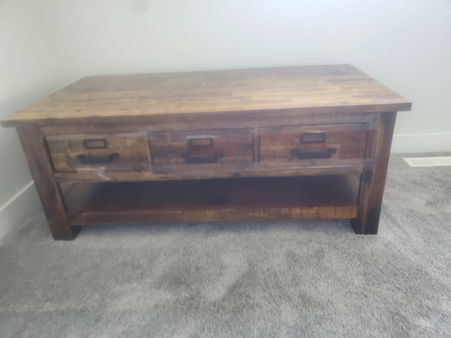 Rustic Wooden Coffee Table with 3 Drawers - photo 2