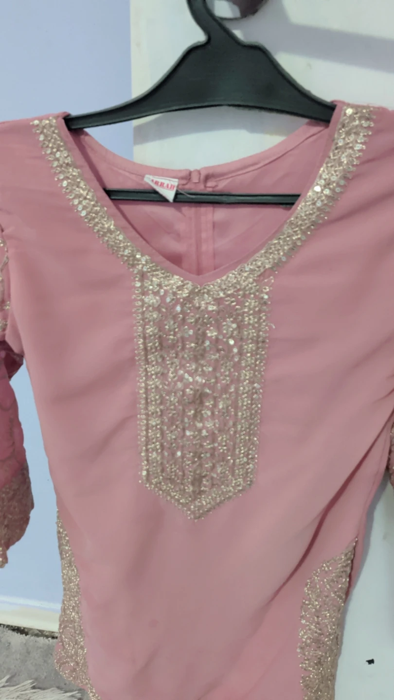 Pink embellished kurta with pants - photo 2