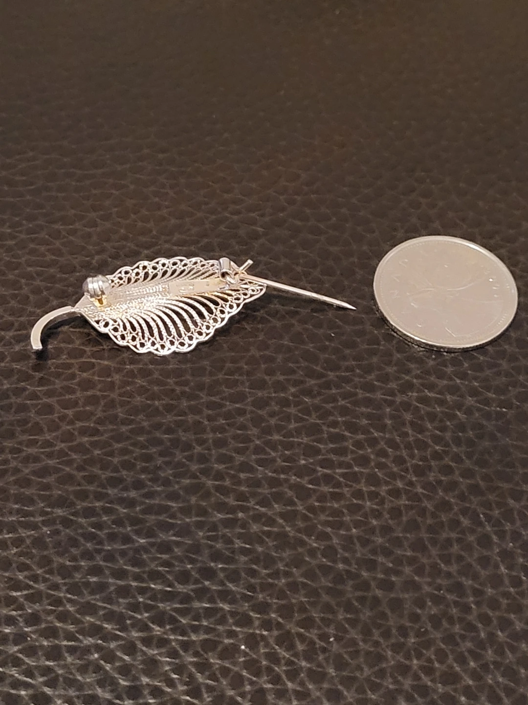 Sterling Silver 925 Leaf Filigree Brooch - photo 2