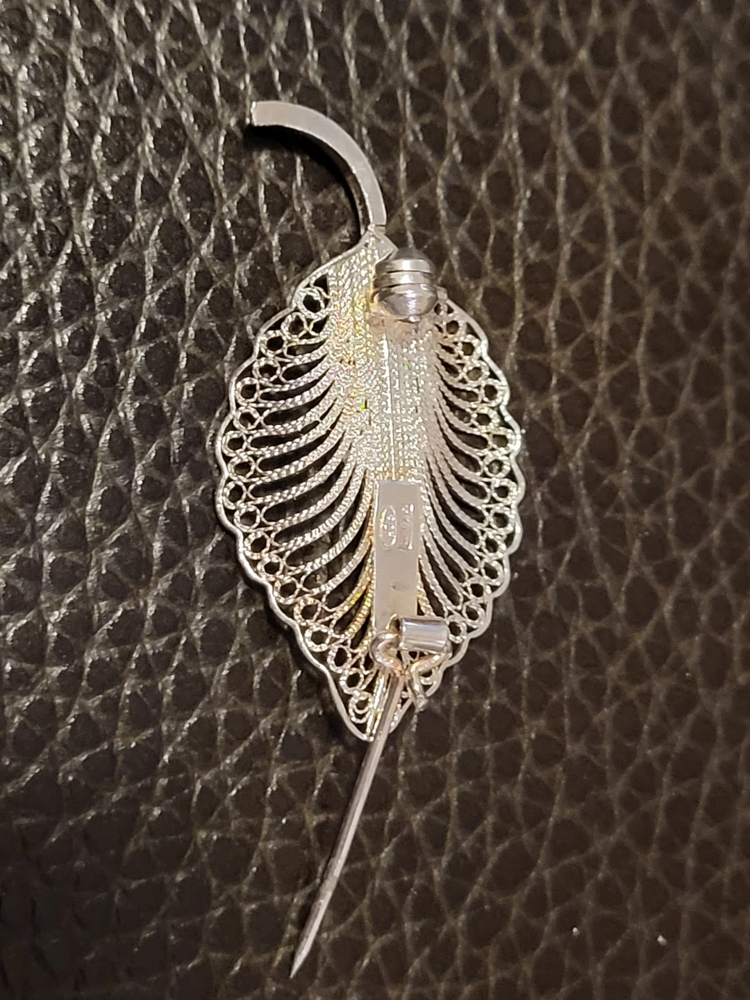 Sterling Silver 925 Leaf Filigree Brooch - photo 3