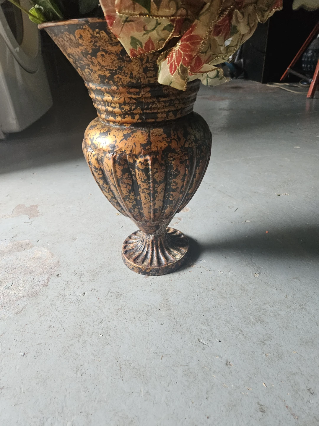 Artificial Red Poinsettia Arrangement in Decorative Urn - photo 3