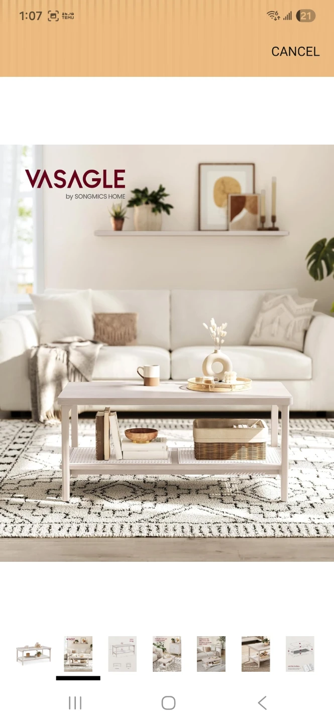 VASAGLE 2-Tier Living Room Coffee Table - Boho Oatmeal Beige - photo 2