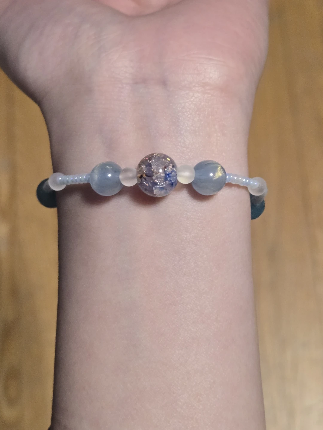 Blue and White Beaded Bracelet