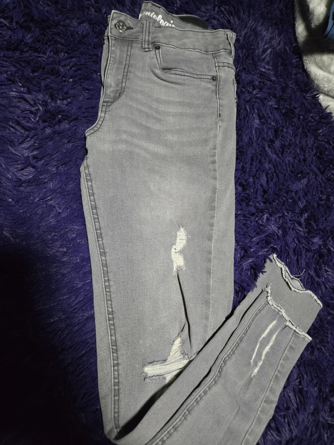 Jeaniologie Grey Ripped Skinny Jeans Size 8