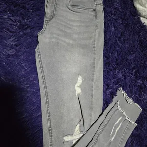 Jeaniologie Grey Ripped Skinny Jeans Size 8