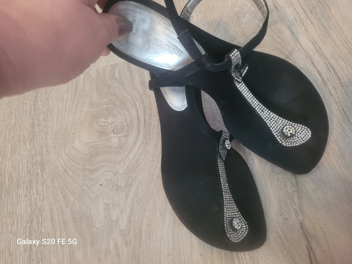 GIANNI BINI Black Embellished Thong Sandals