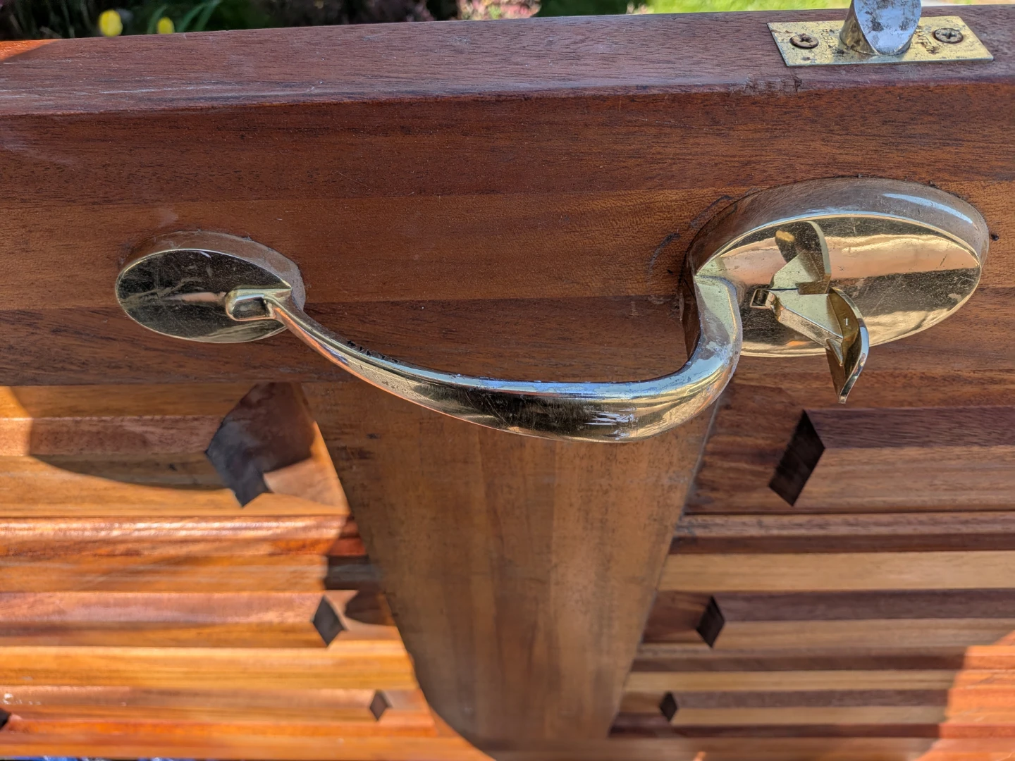 Solid Mahogany Hardwood Door with Brass Handle - photo 5