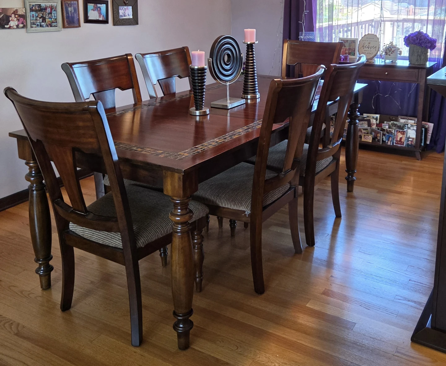 Wooden Dining Table and 6 Chairs Set and a side table - photo 3