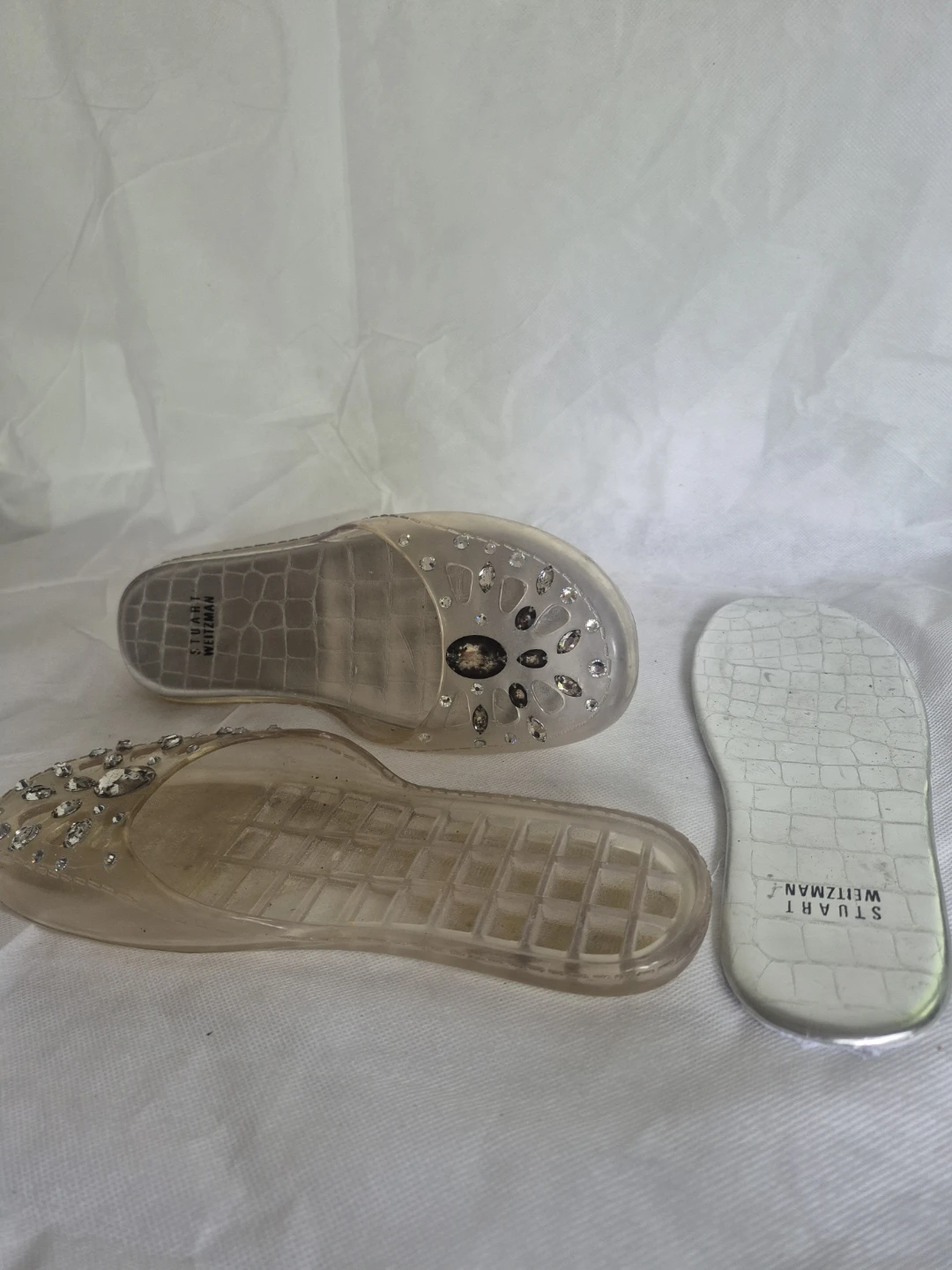 Stuart Weitzman Clear Jelly Sandals with Embellishments - photo 2