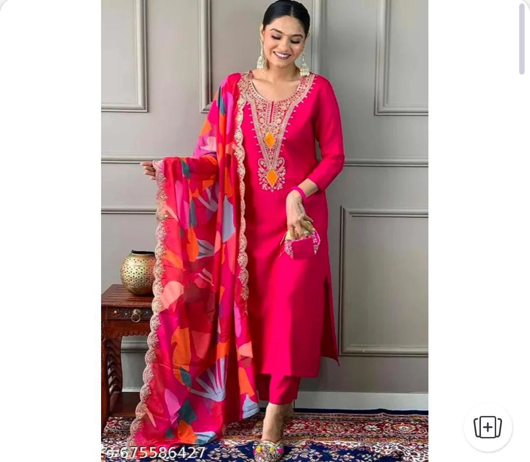 Women's Pink Embroidered Kurta Set with Dupatta