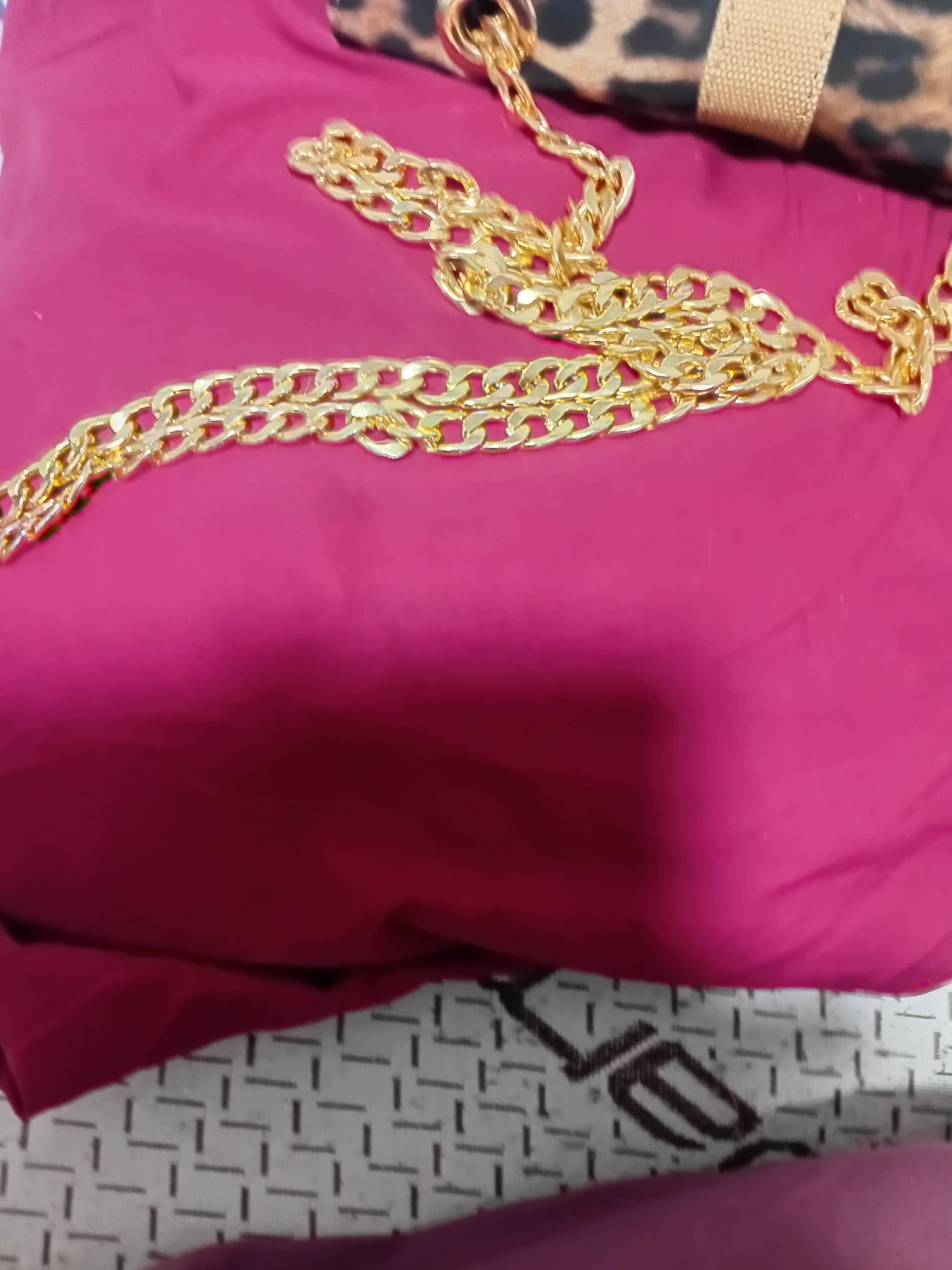 Leopard Print Shoulder Bag with Gold Chain - photo 3