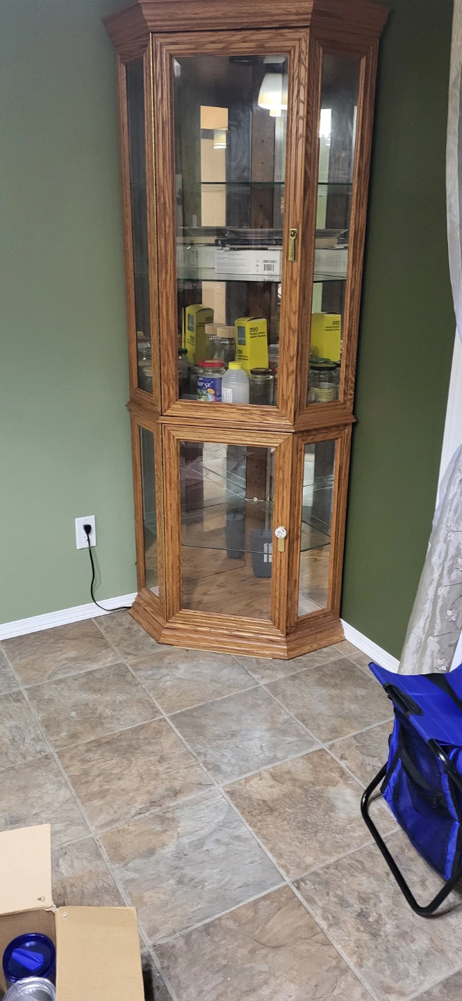 Wooden Corner Display Cabinet with Glass Doors - photo 2