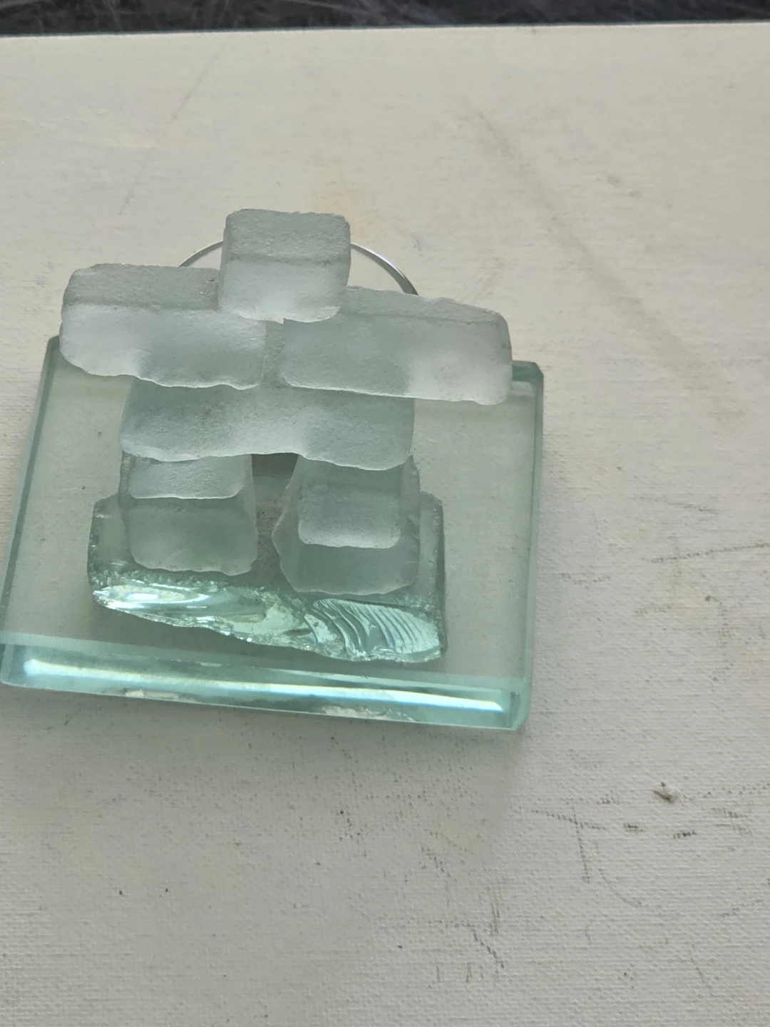 Glass Inukshuk Tealight Candle Holder