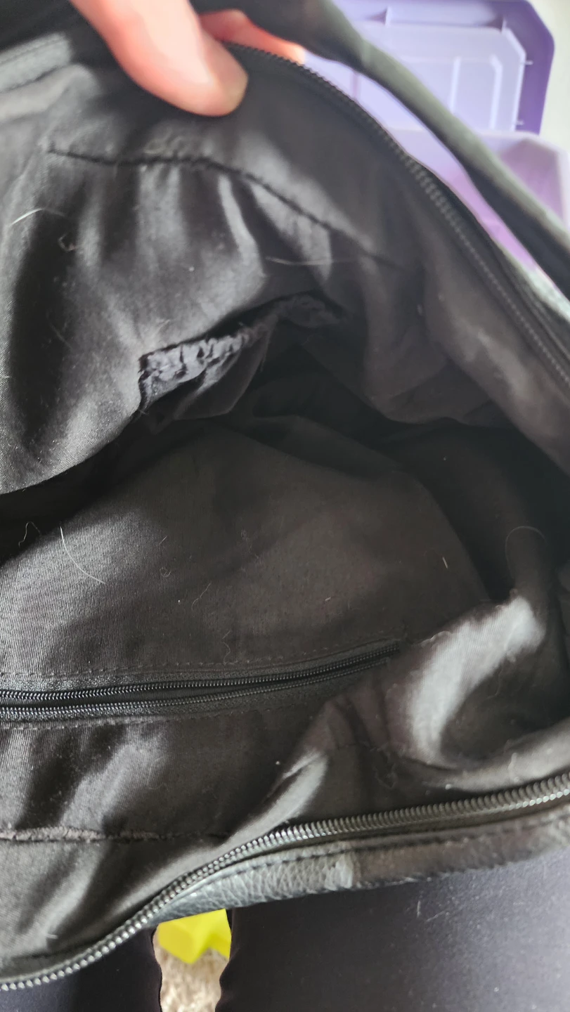 Black Faux Leather Shoulder Bag with Pockets - photo 2