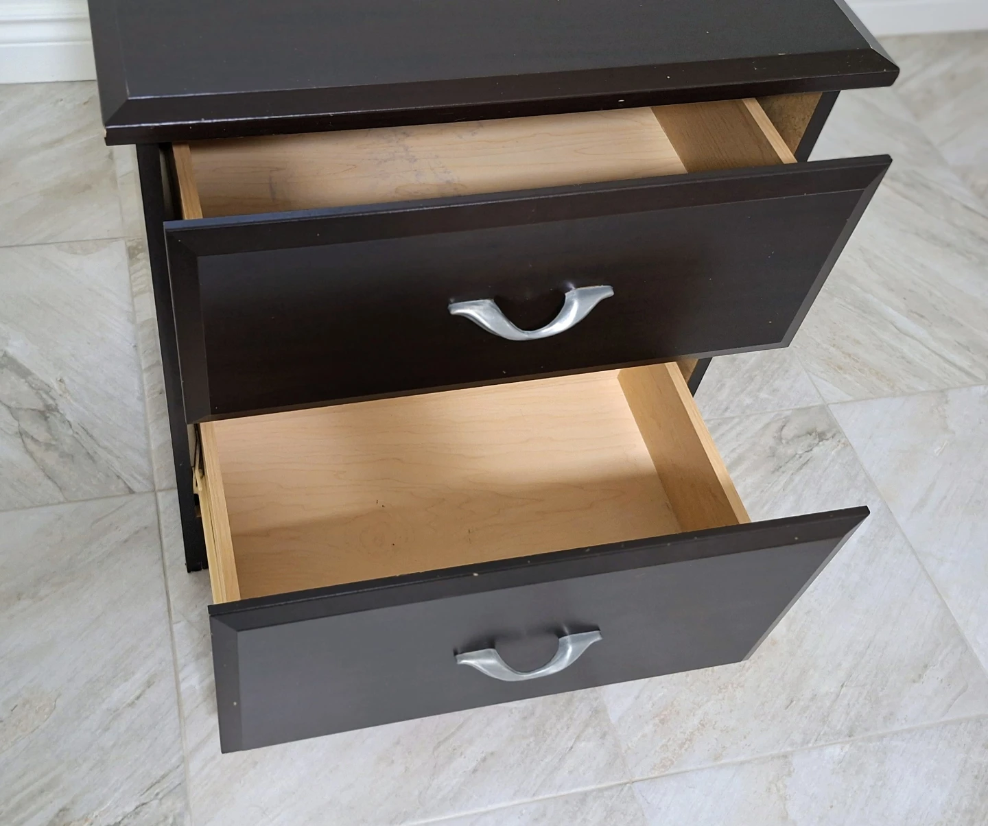Dark Brown 2-Drawer Nightstand - photo 3