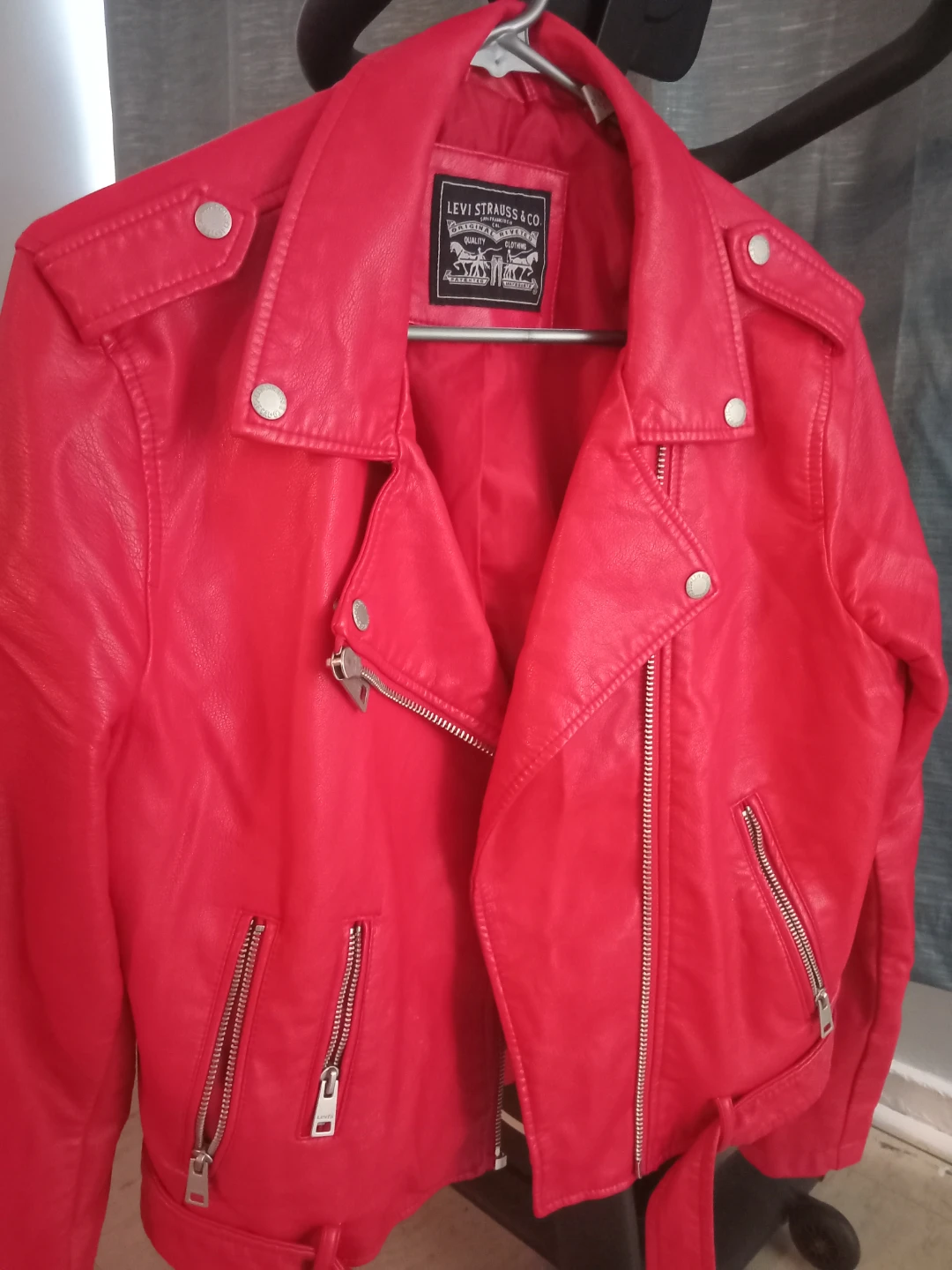 Levi Strauss & Co. Red Faux Leather Moto Jacket