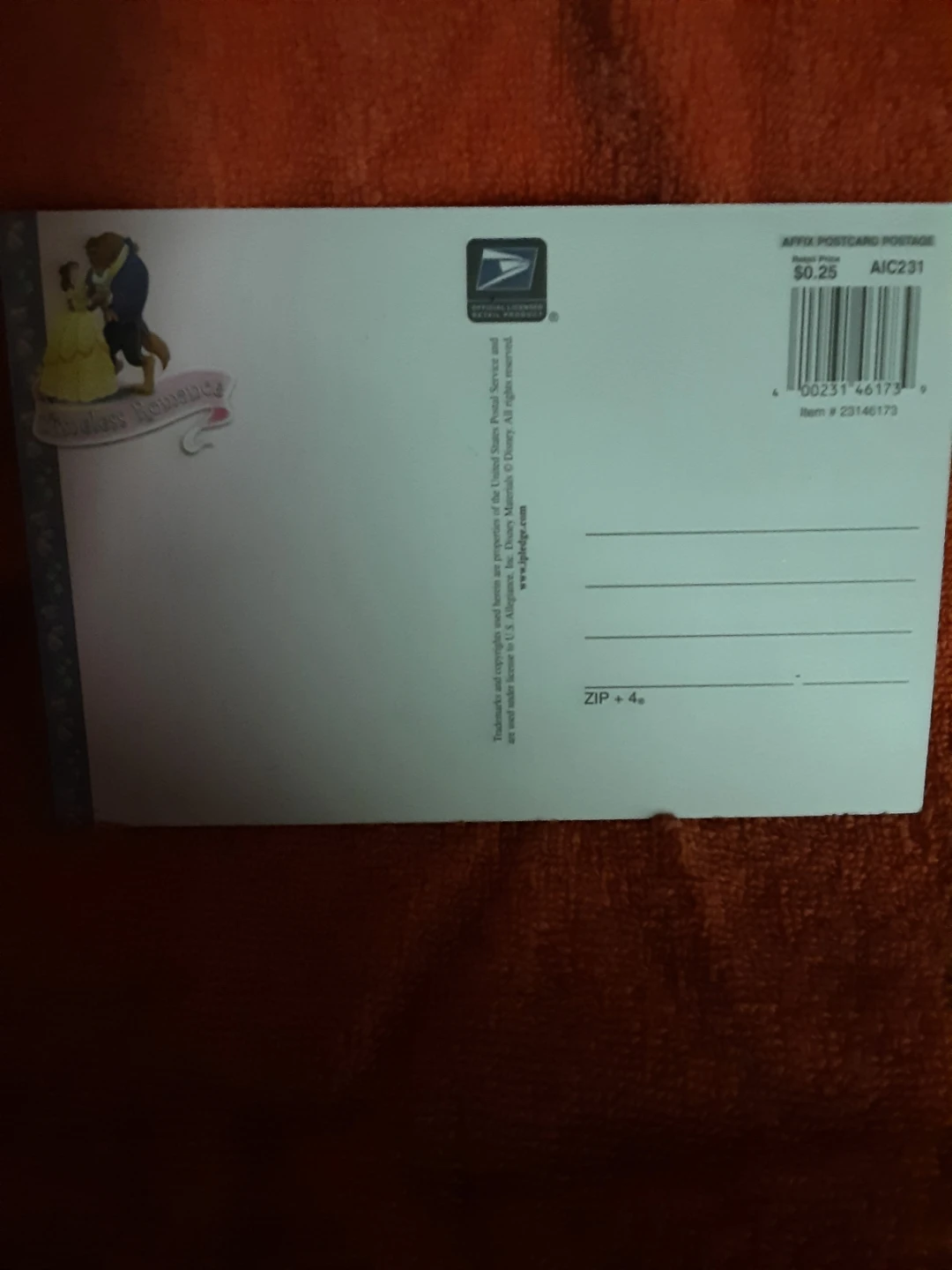 Disney Beauty and the Beast Postcard - photo 2