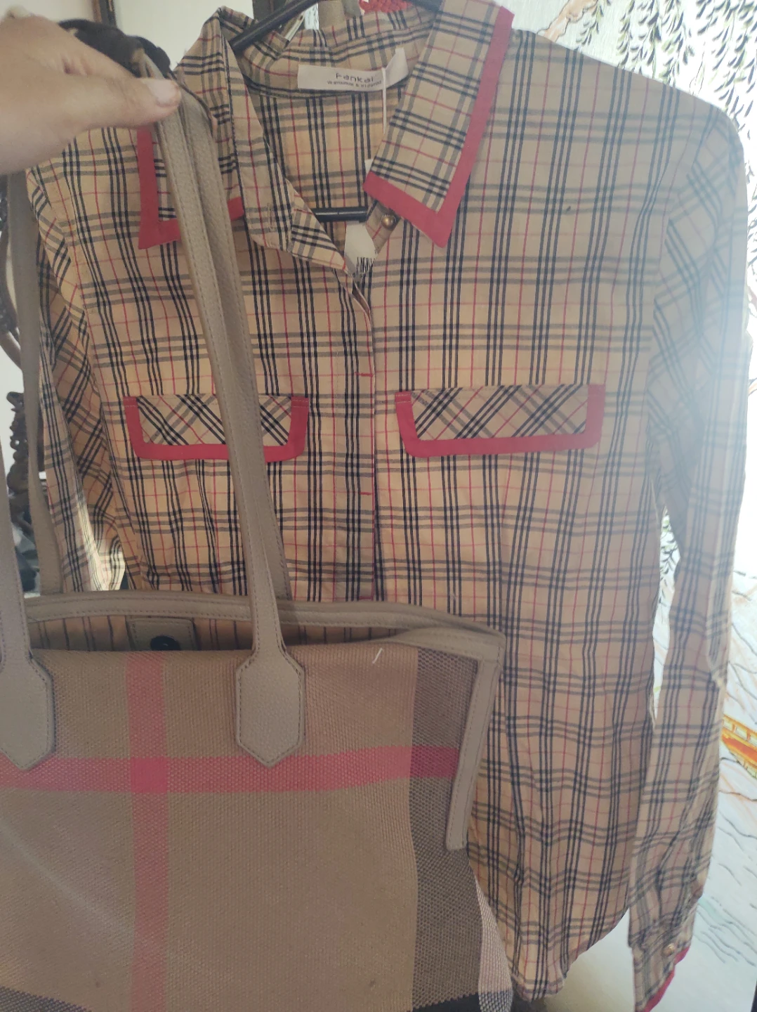 Pankai Plaid Shirt & Tote Bag Set